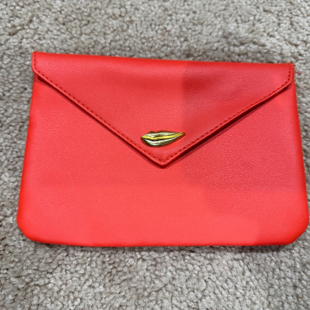 Ipsy Coral Envelope Makeup Bag Toiletry Bag Pencil Pouch Trap Sack